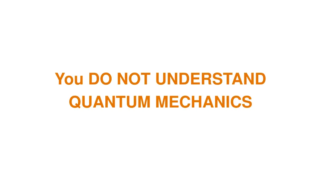 you do not understand quantum mechanics 1