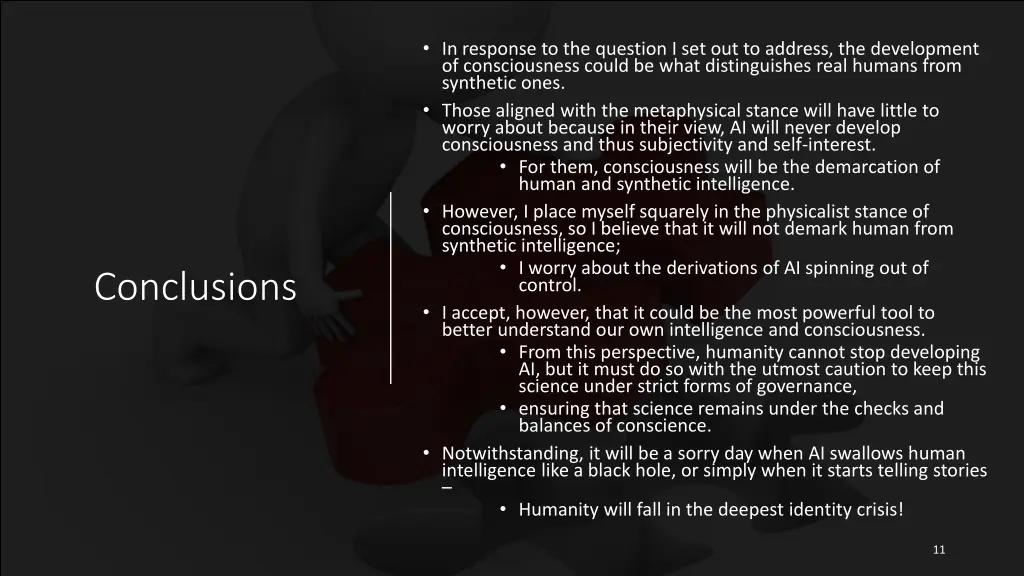 in response to the question i set out to address