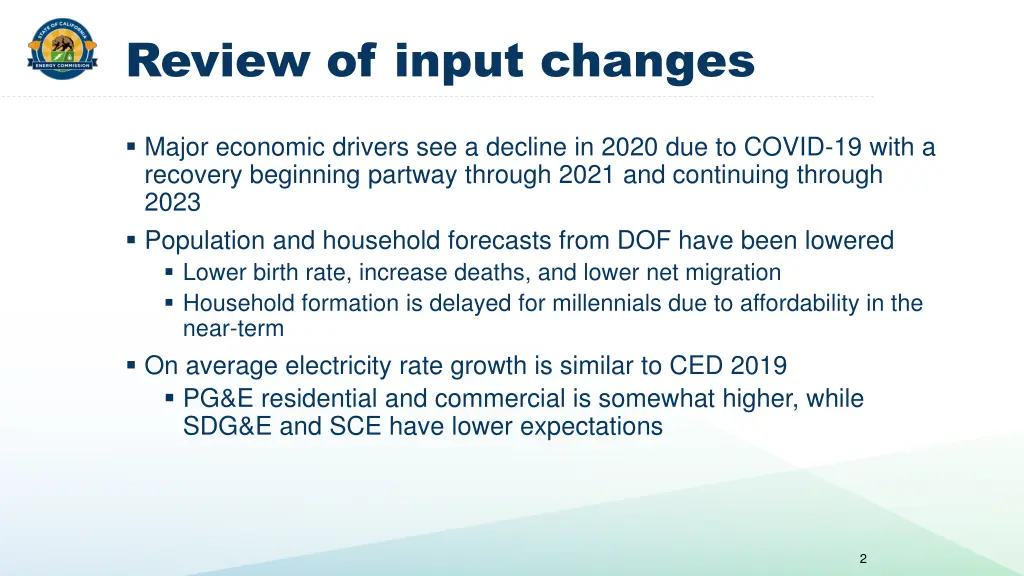 review of input changes