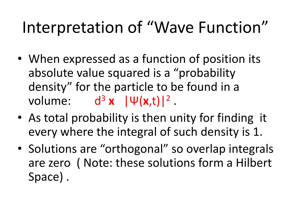 interpretation of wave function