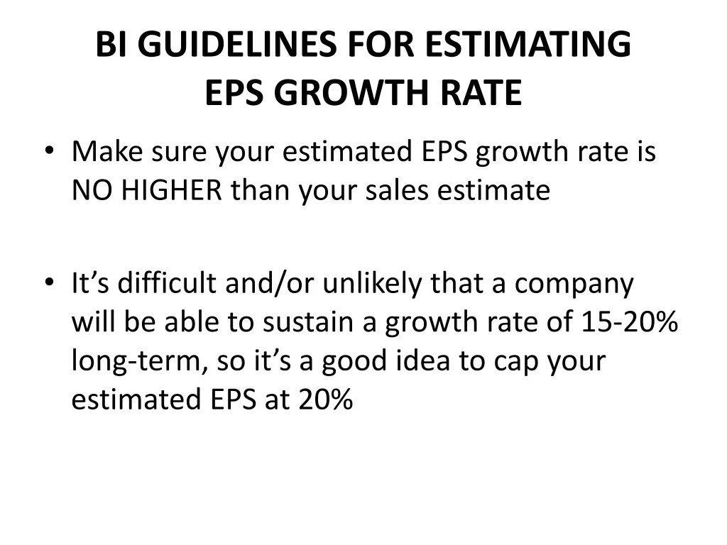 bi guidelines for estimating eps growth rate