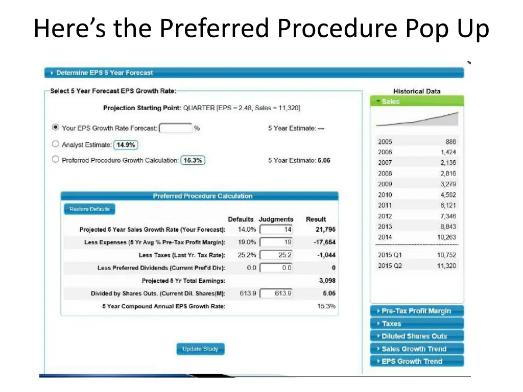 here s the preferred procedure pop up