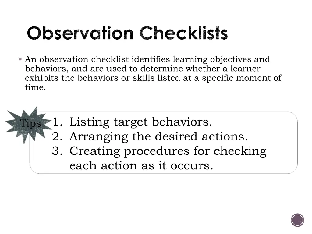 observation checklists