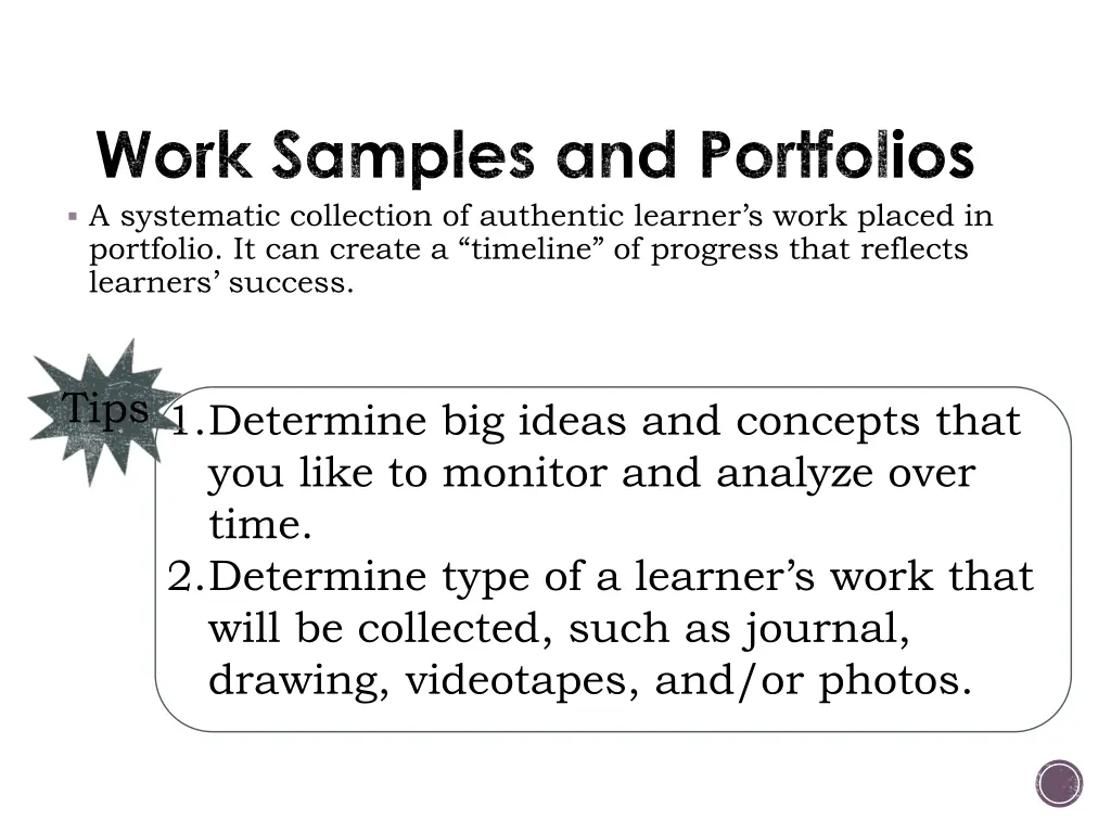 work samples and portfolios a systematic