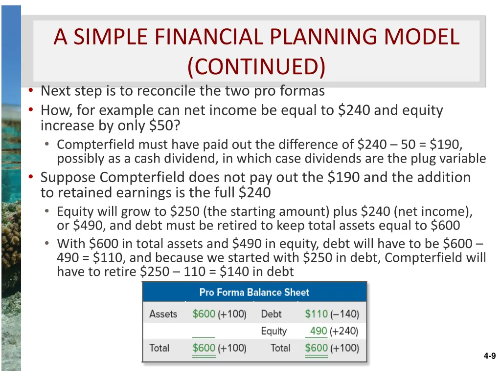 a simple financial planning model continued