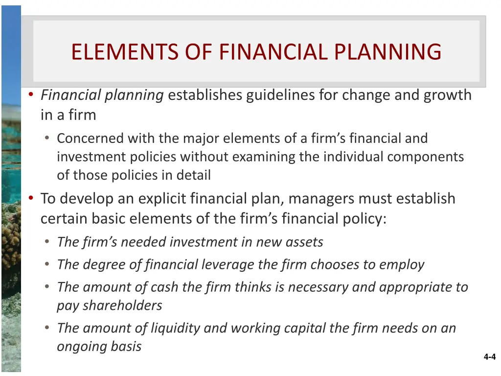 elements of financial planning