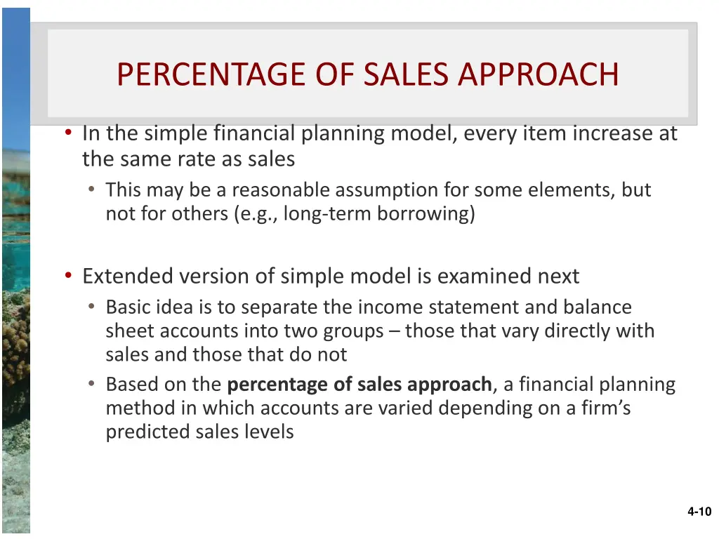 percentage of sales approach