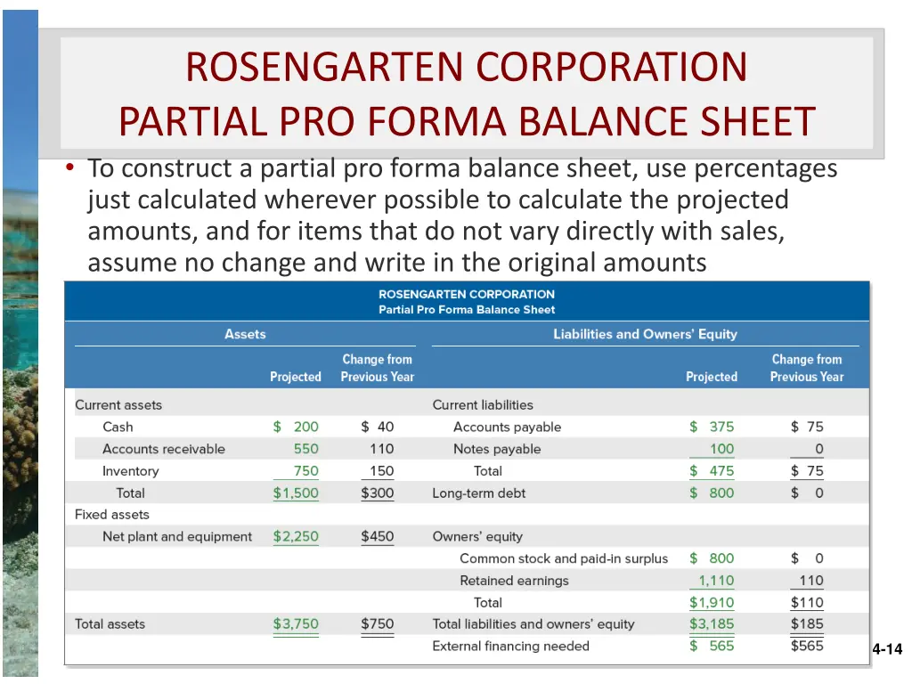 rosengarten corporation partial pro forma balance