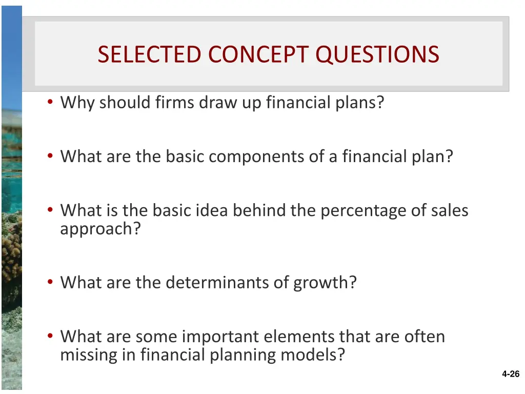 selected concept questions