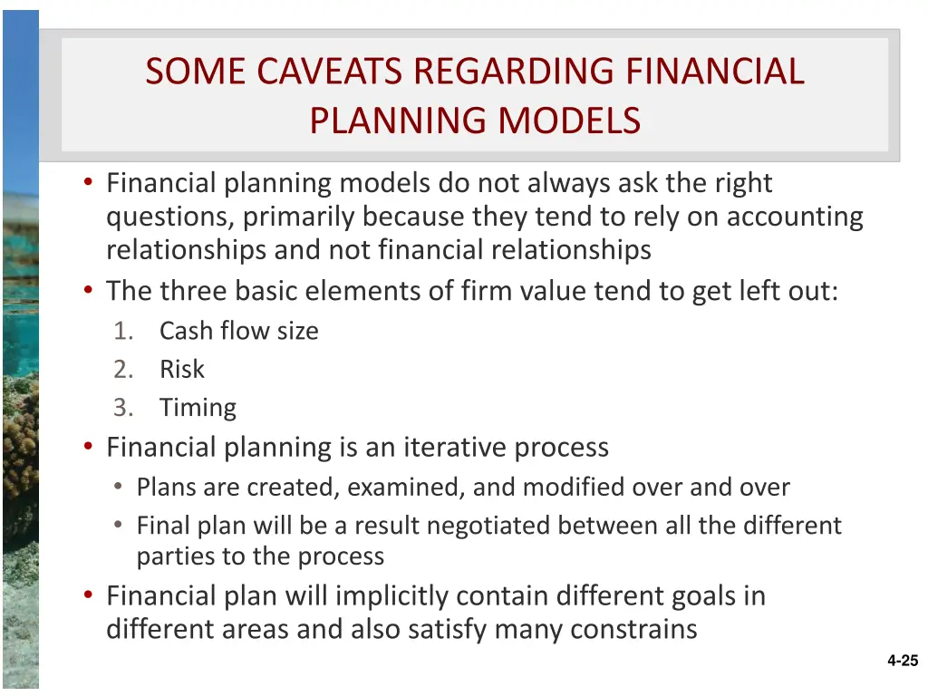 some caveats regarding financial planning models