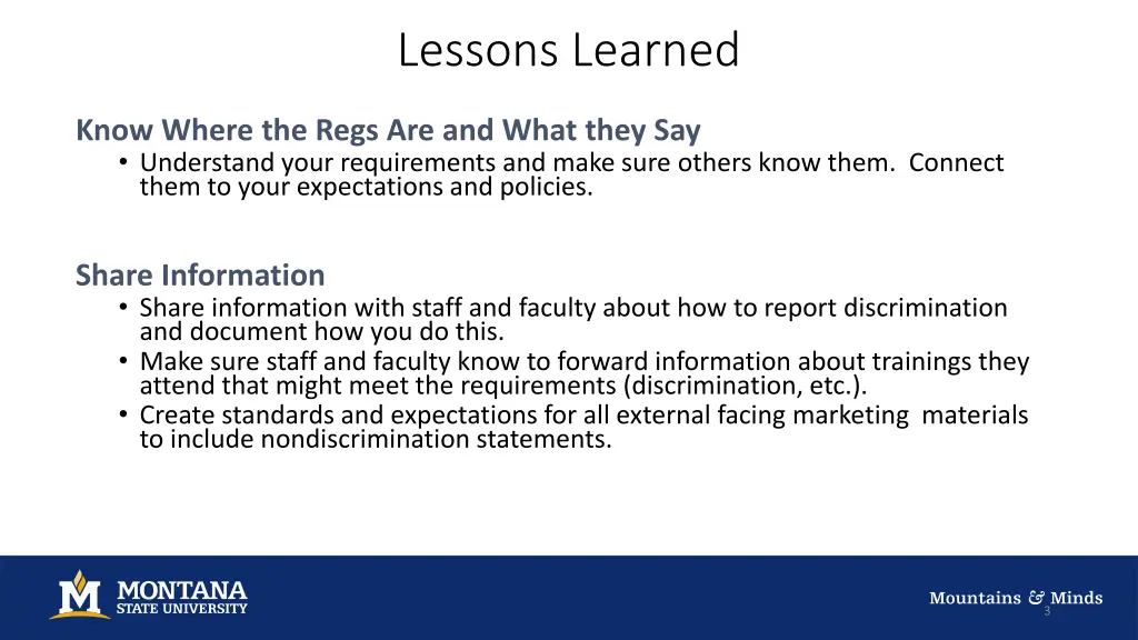lessons learned 1