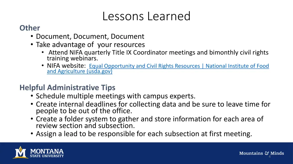 lessons learned 2