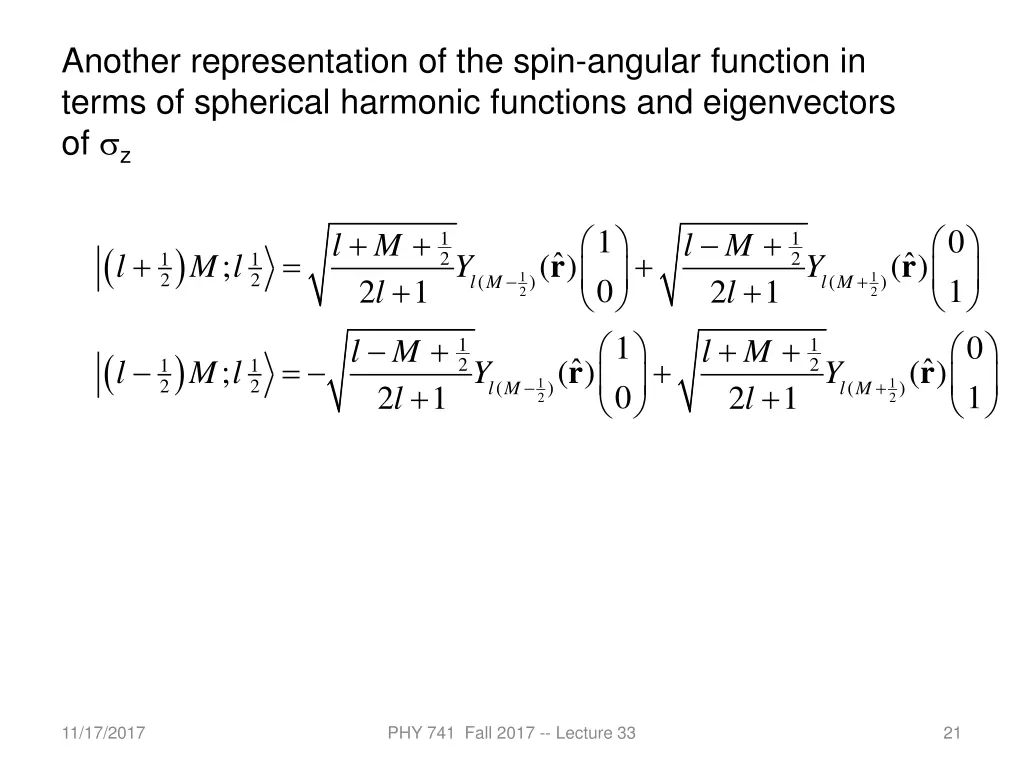 another representation of the spin angular