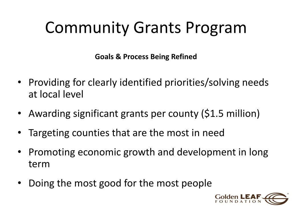 community grants program