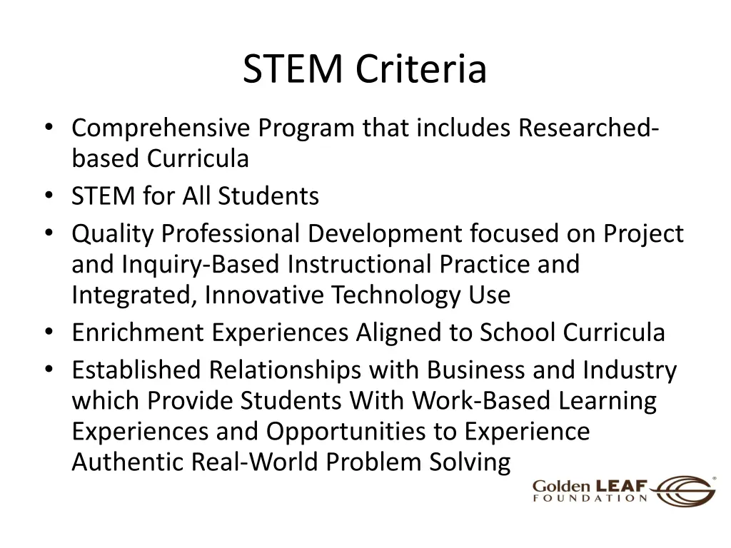 stem criteria