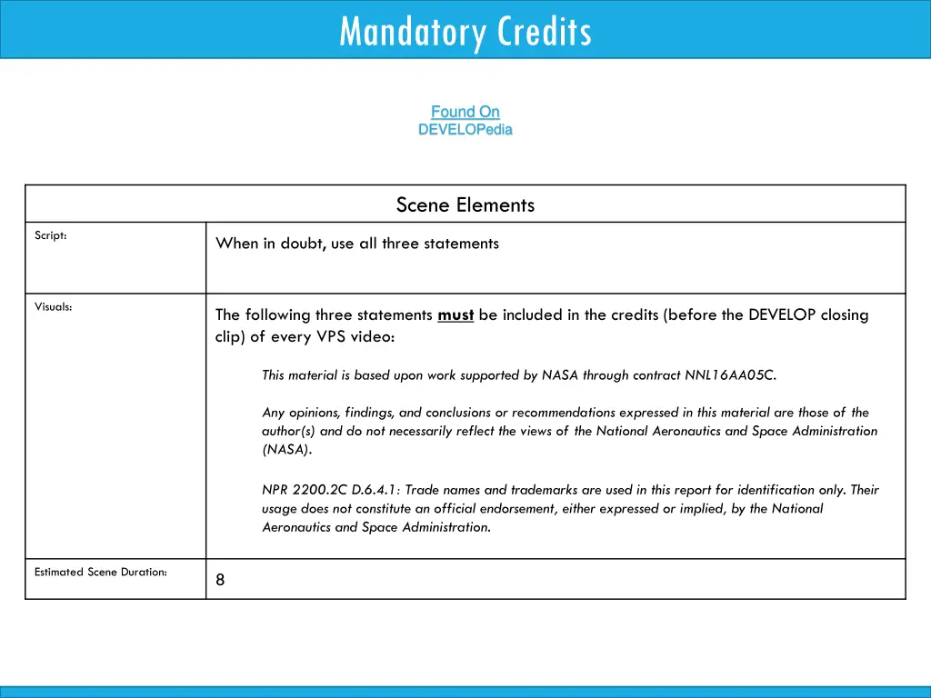 mandatory credits