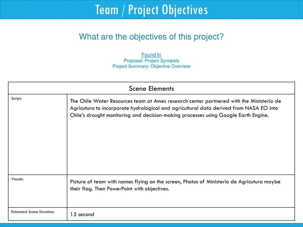 team project objectives