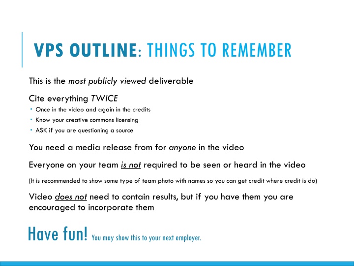 vps outline things to remember
