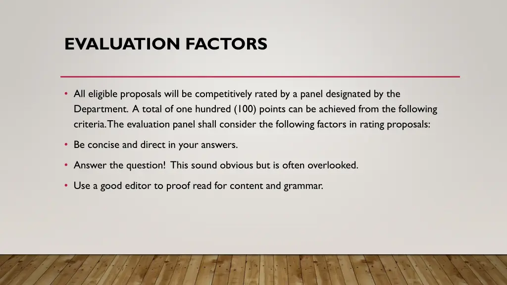 evaluation factors
