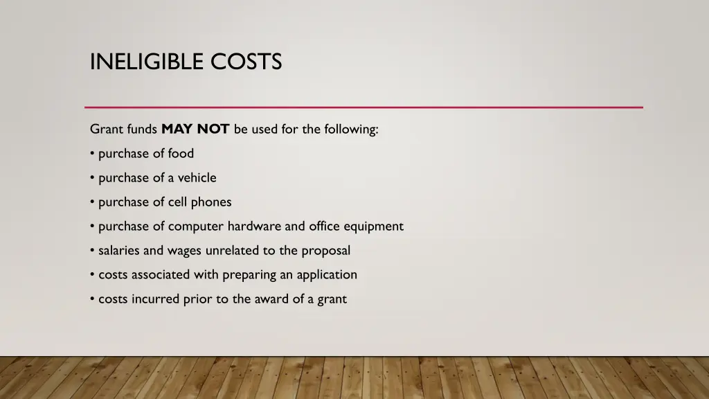 ineligible costs