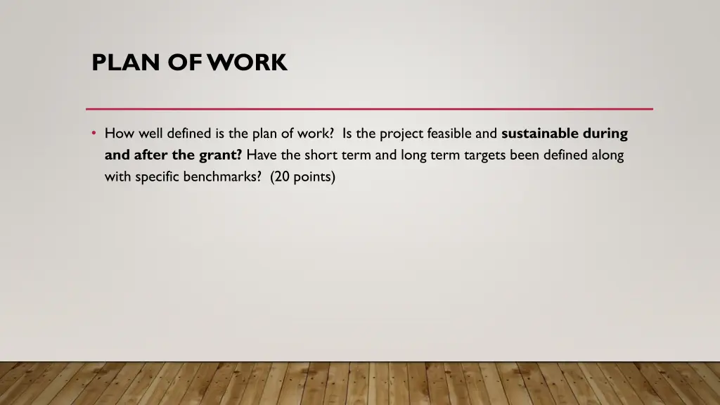 plan of work
