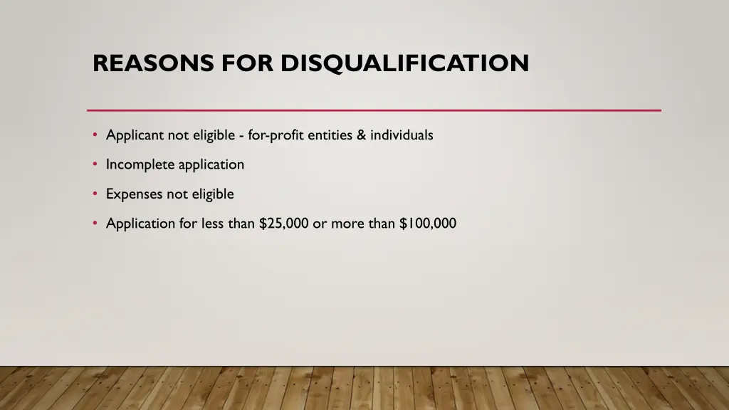reasons for disqualification