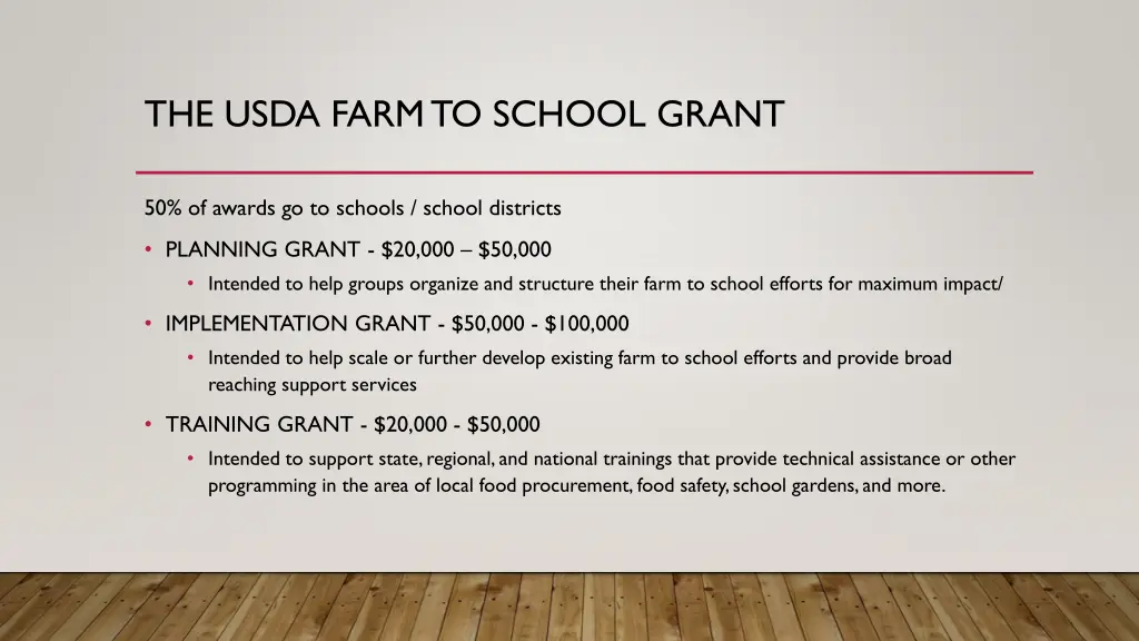 the usda farm to school grant 1