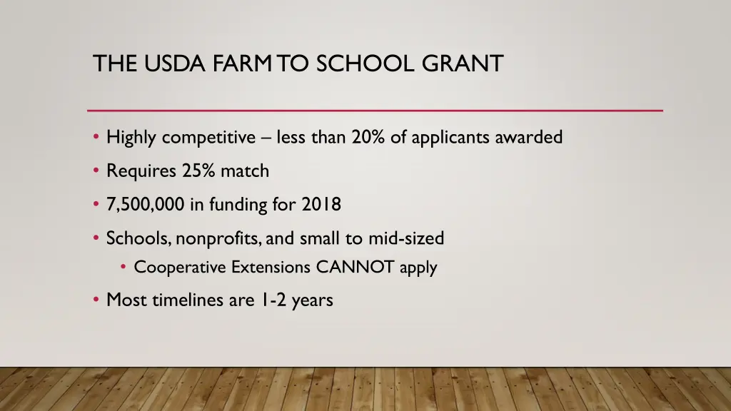 the usda farm to school grant