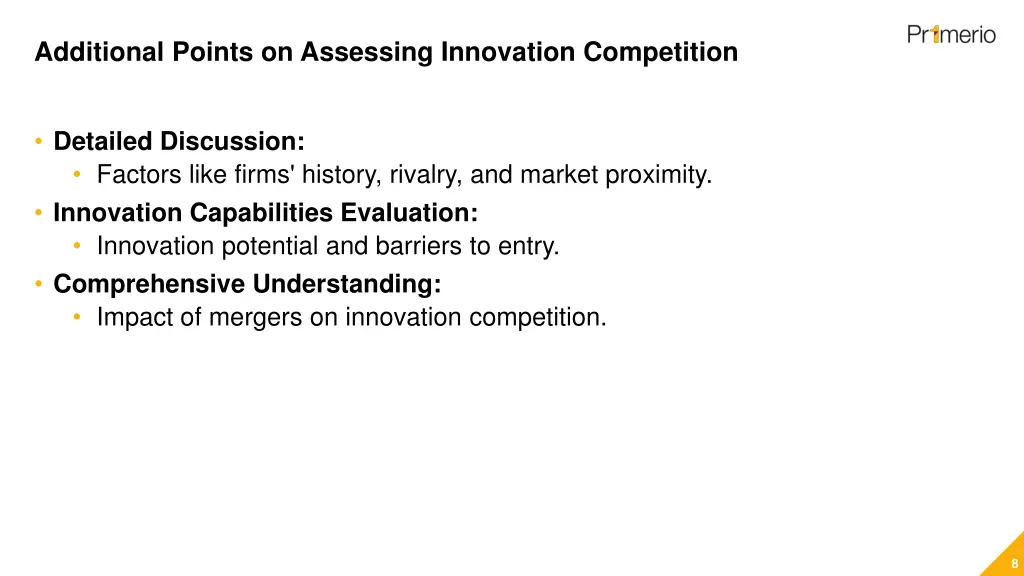 additional points on assessing innovation