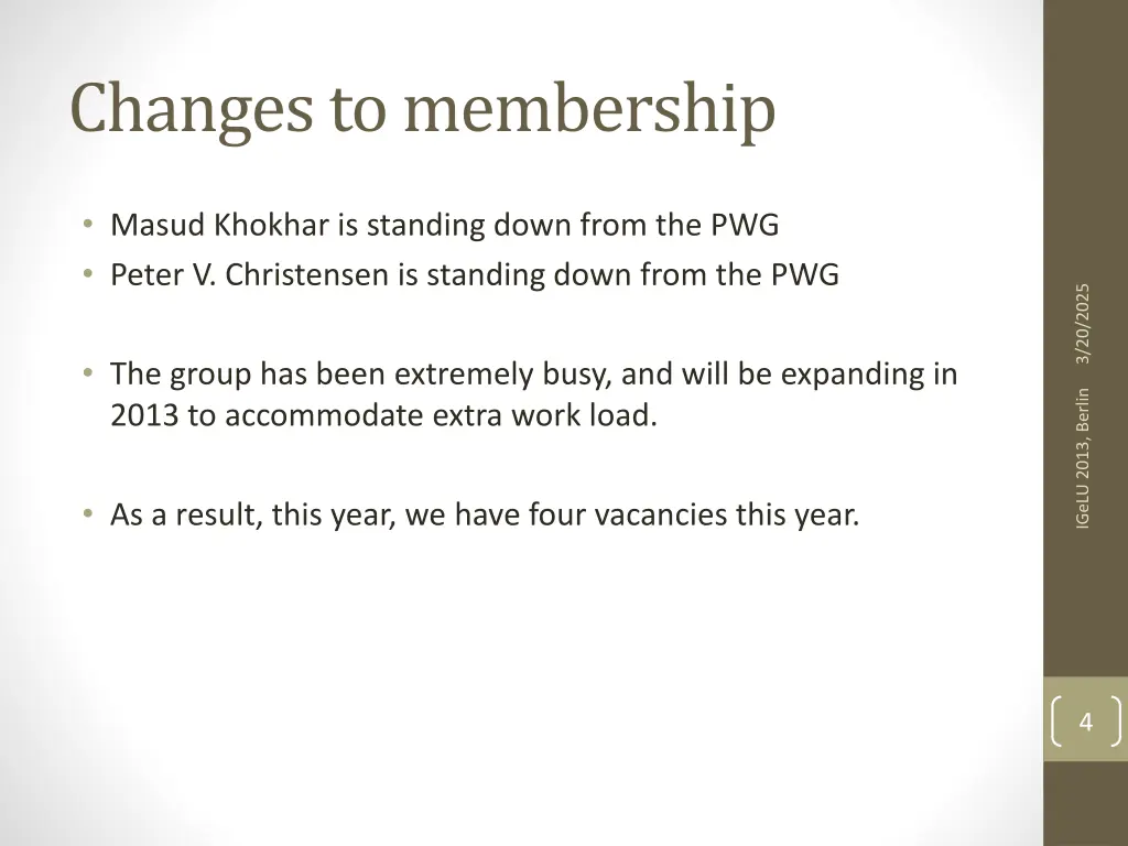 changes to membership