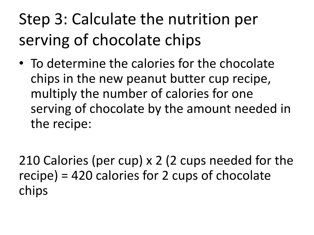 step 3 calculate the nutrition per serving