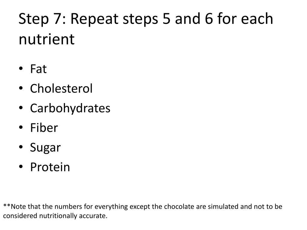 step 7 repeat steps 5 and 6 for each nutrient