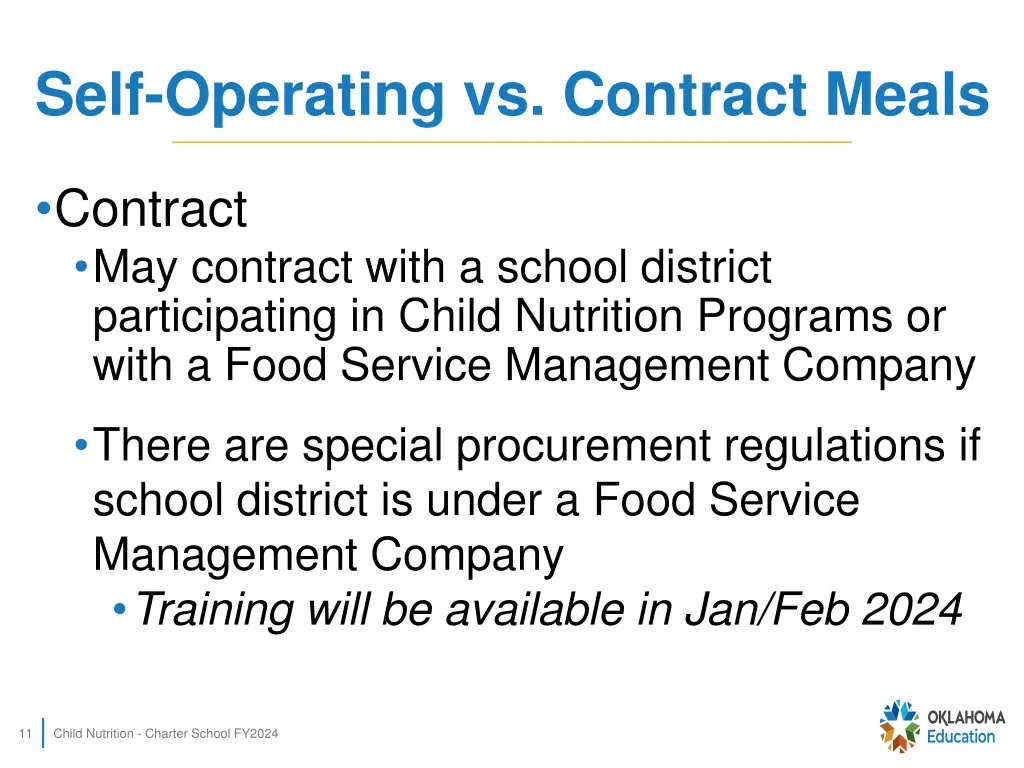 self operating vs contract meals
