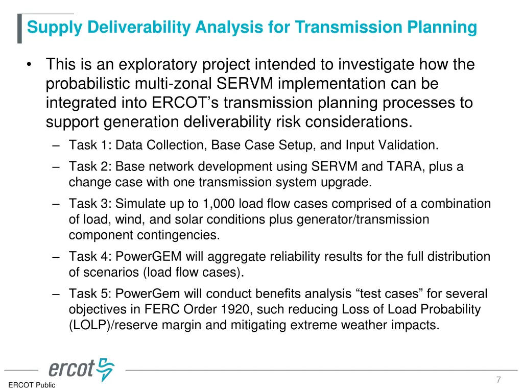 supply deliverability analysis for transmission