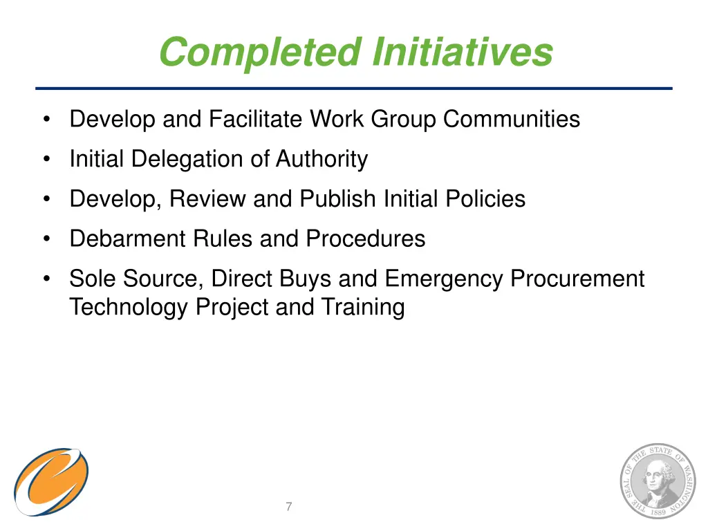 completed initiatives