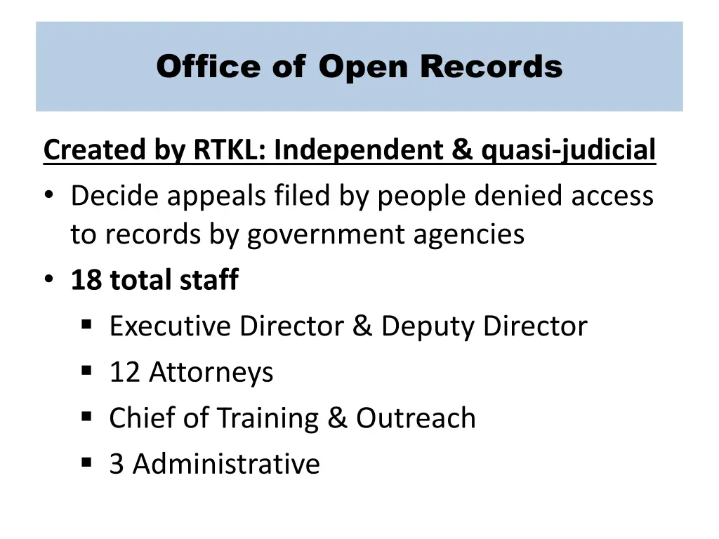 office of open records