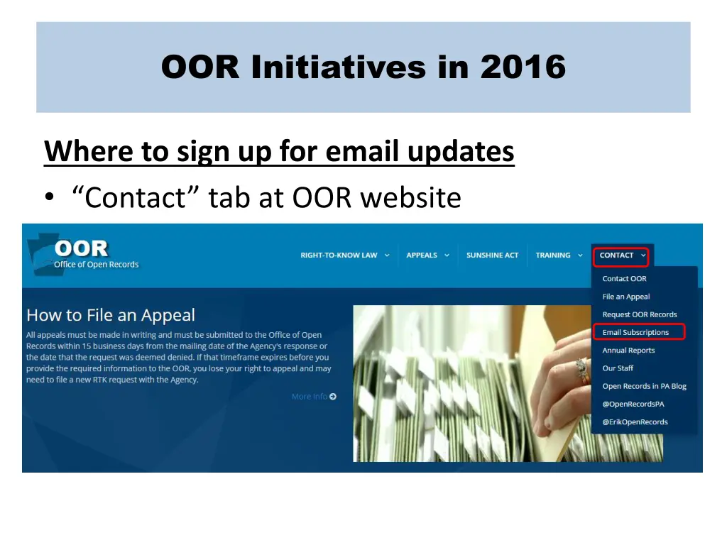 oor initiatives in 2016 1