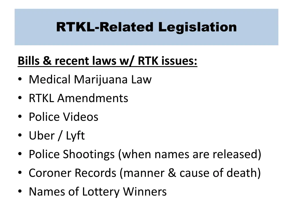 rtkl related legislation