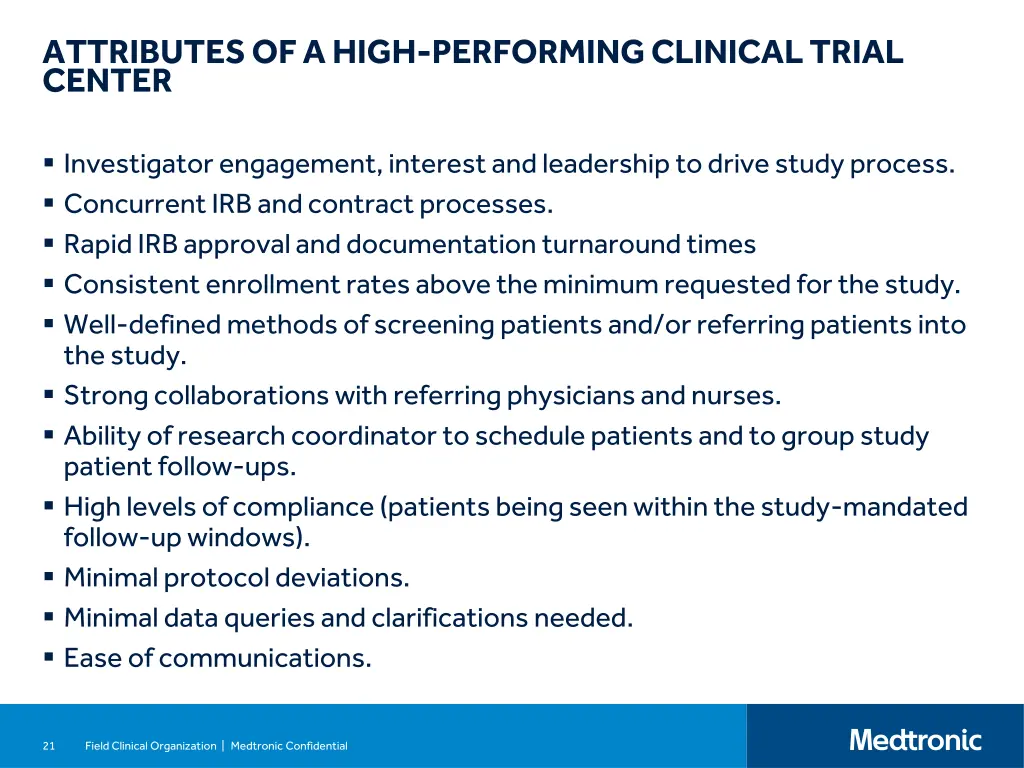 attributes of a high performing clinical trial