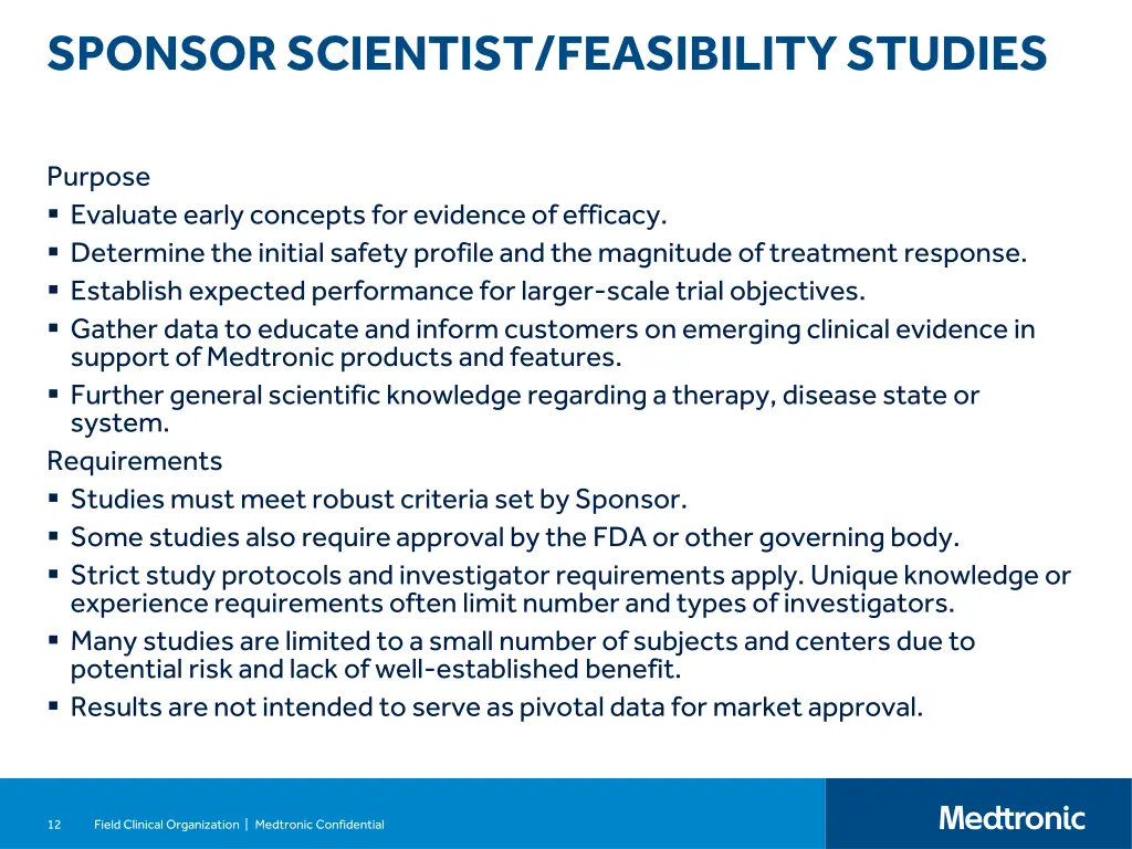sponsor scientist feasibility studies