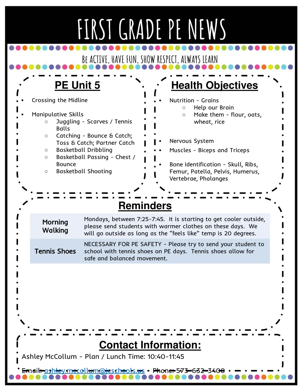 first grade pe news