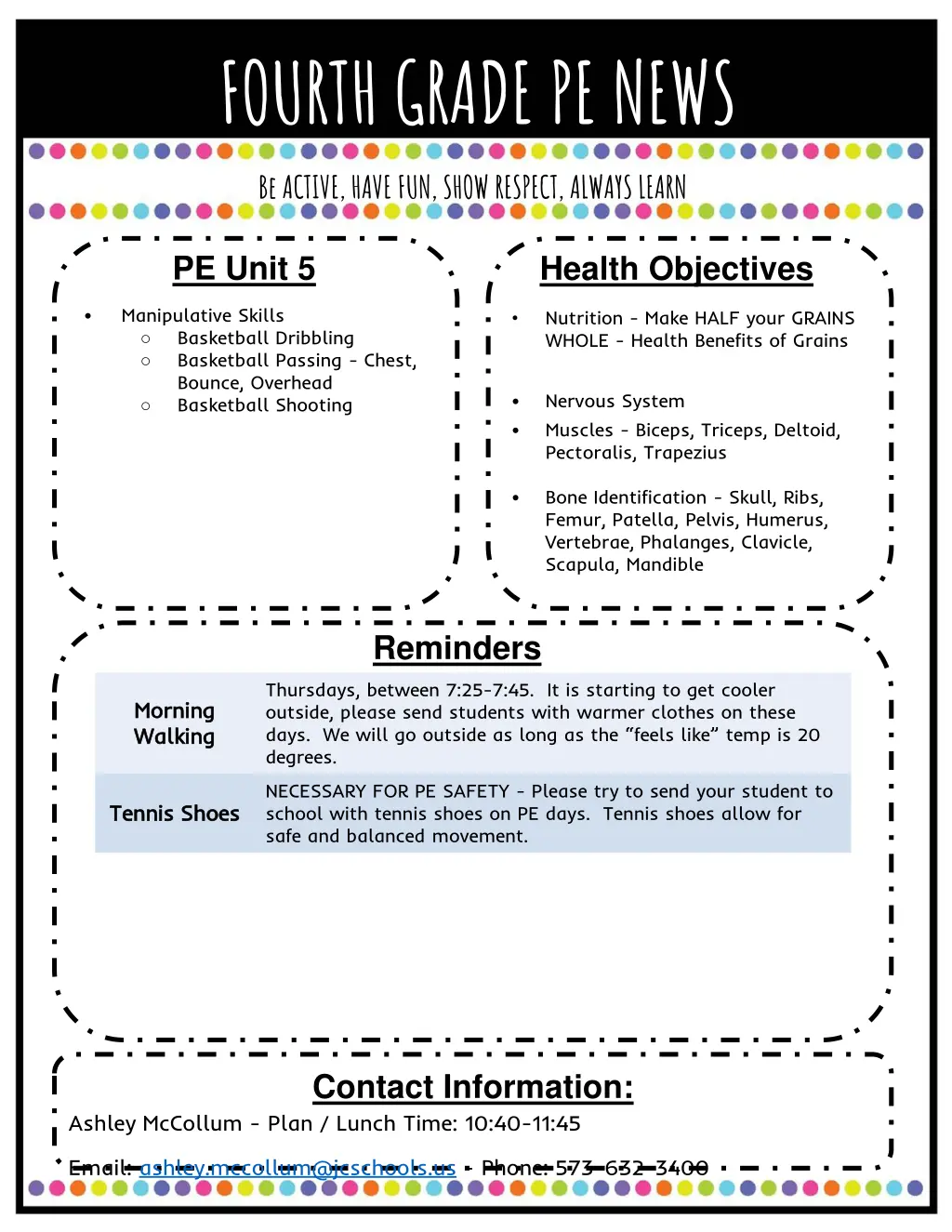 fourth grade pe news