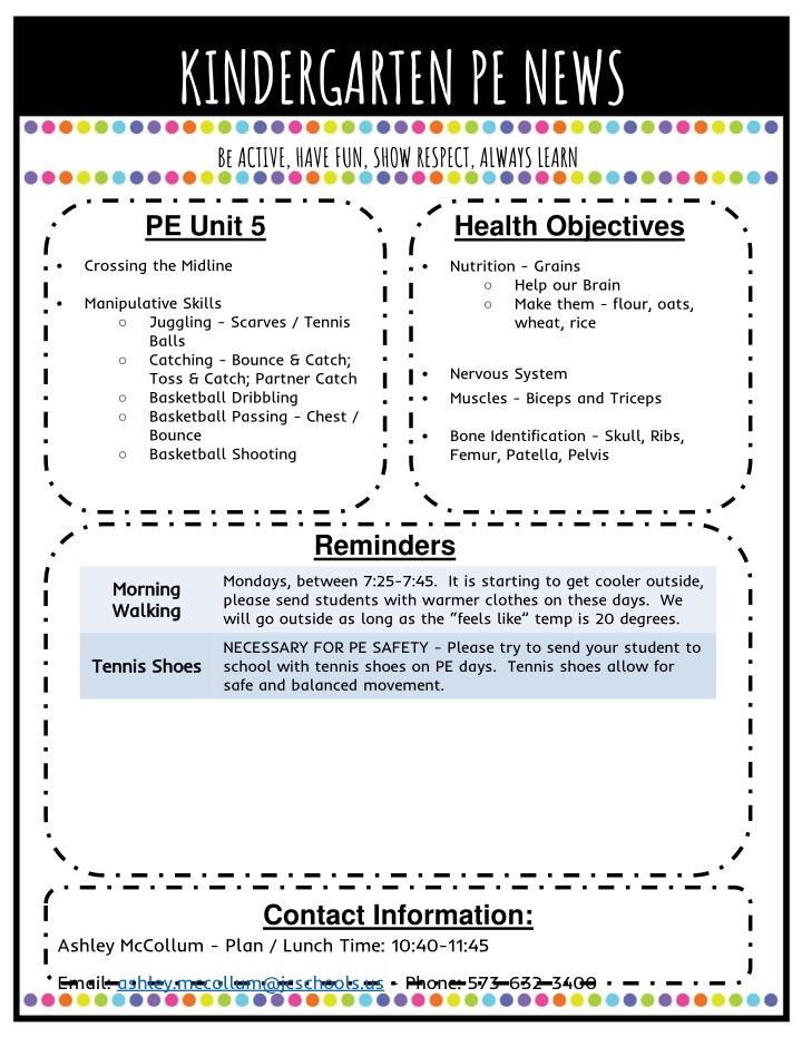 kindergarten pe news