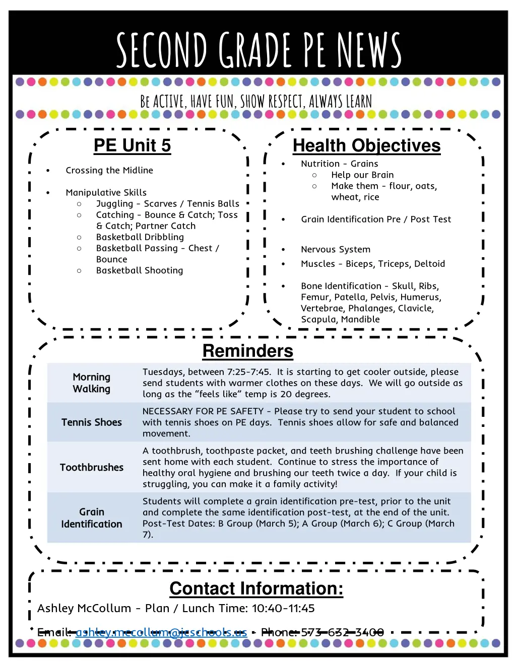 second grade pe news