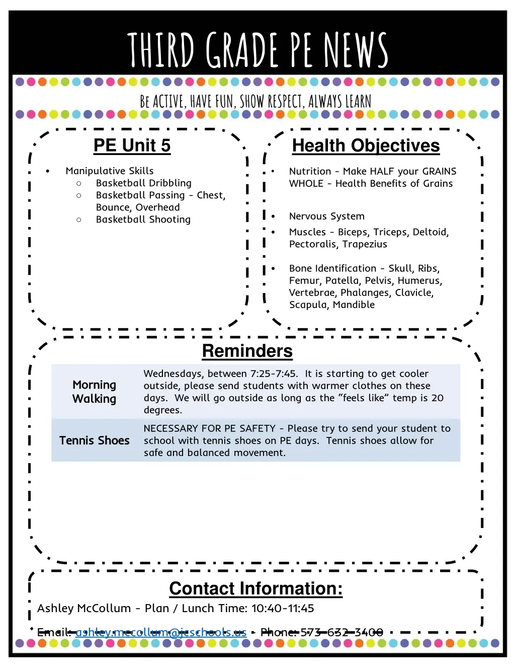 third grade pe news