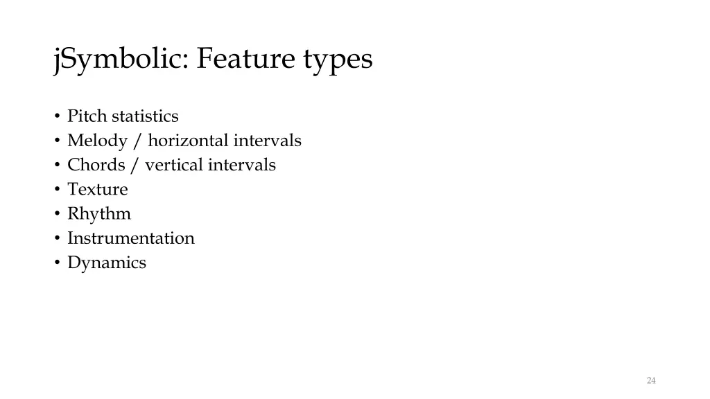 jsymbolic feature types
