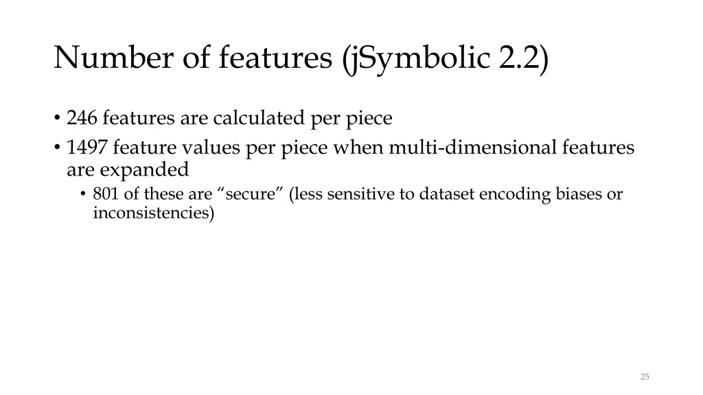number of features jsymbolic 2 2