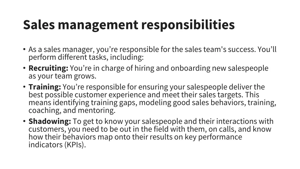sales management responsibilities