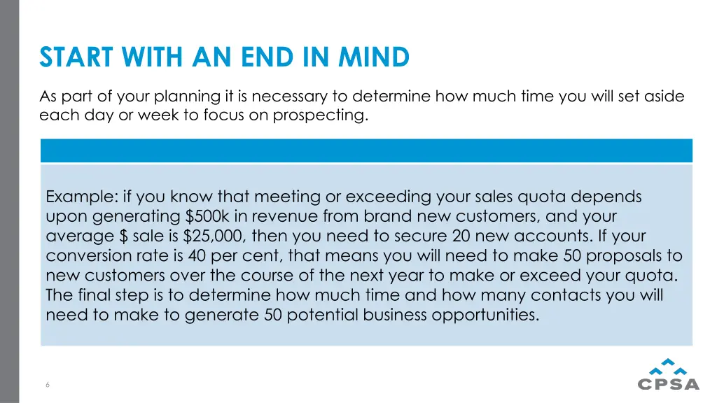start with an end in mind