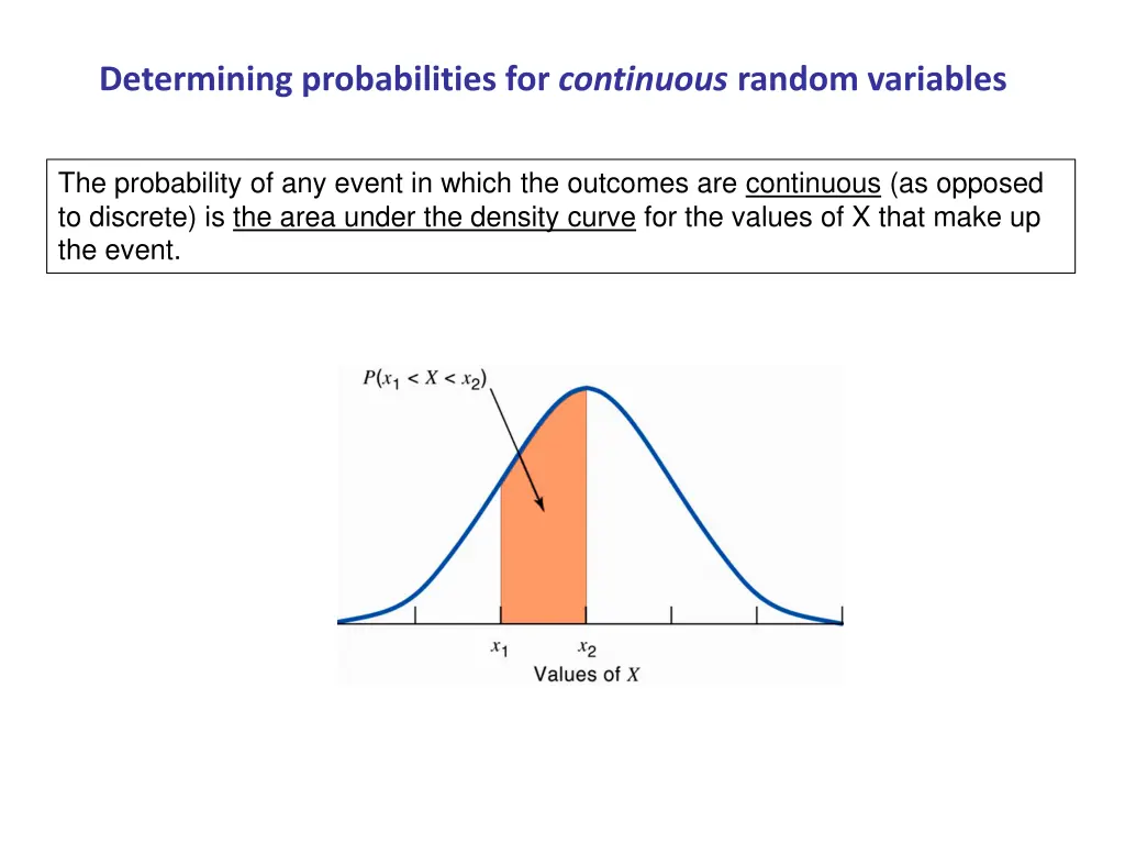determining probabilities for continuous random